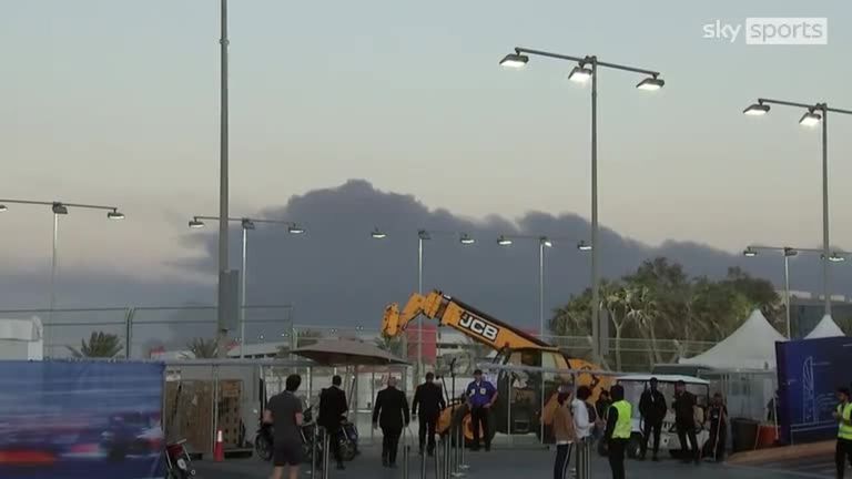 Watch the moment smoke was visible from the Jeddah Circuit in Saudi Arabia as Craig Slater provides an update on the fire and the status of Sunday's race. 