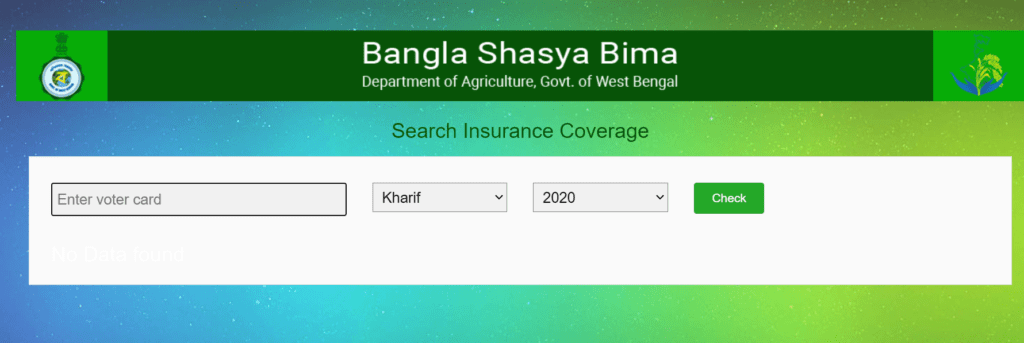Bangla Shasya Bima Voter ID search