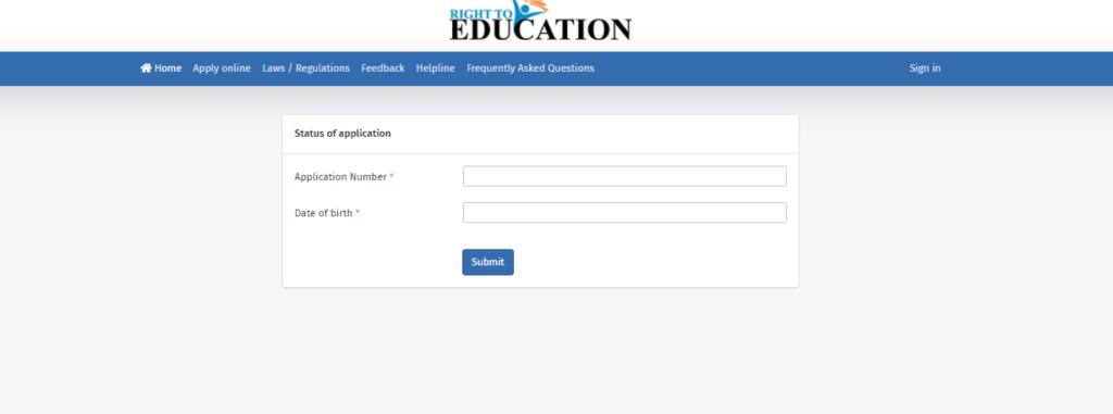 RTE Gujarat Admission Application status