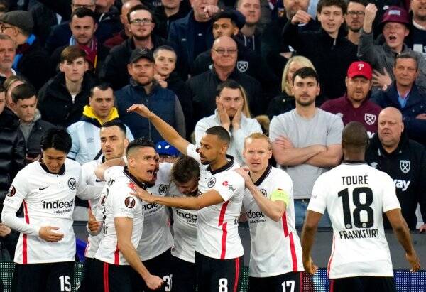 Frankfurt win 2-1 at West Ham, Leipzig beat Rangers in Europa League semi-finals