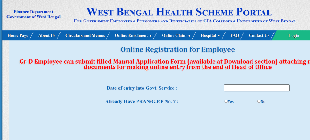 WB Health Scheme Online Enrollment