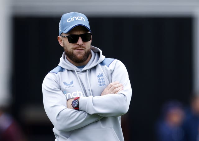 England men's Test coach Brendon McCullum during a nets session