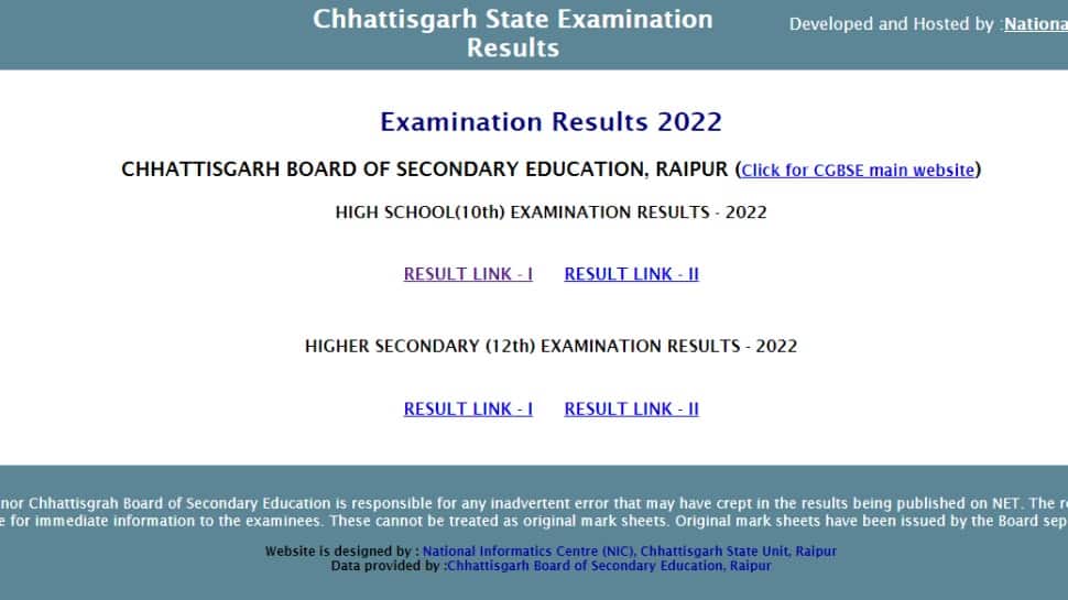 CGBSE Chhattisgarh Class 10th, 12th Board Results 2022: Result released at cgbse.nic.in |  Education News