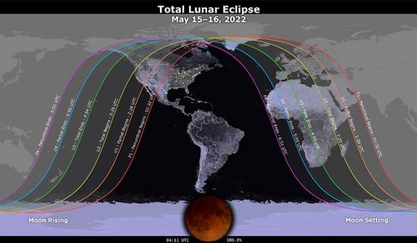 A visibility map of the lunar eclipse. 