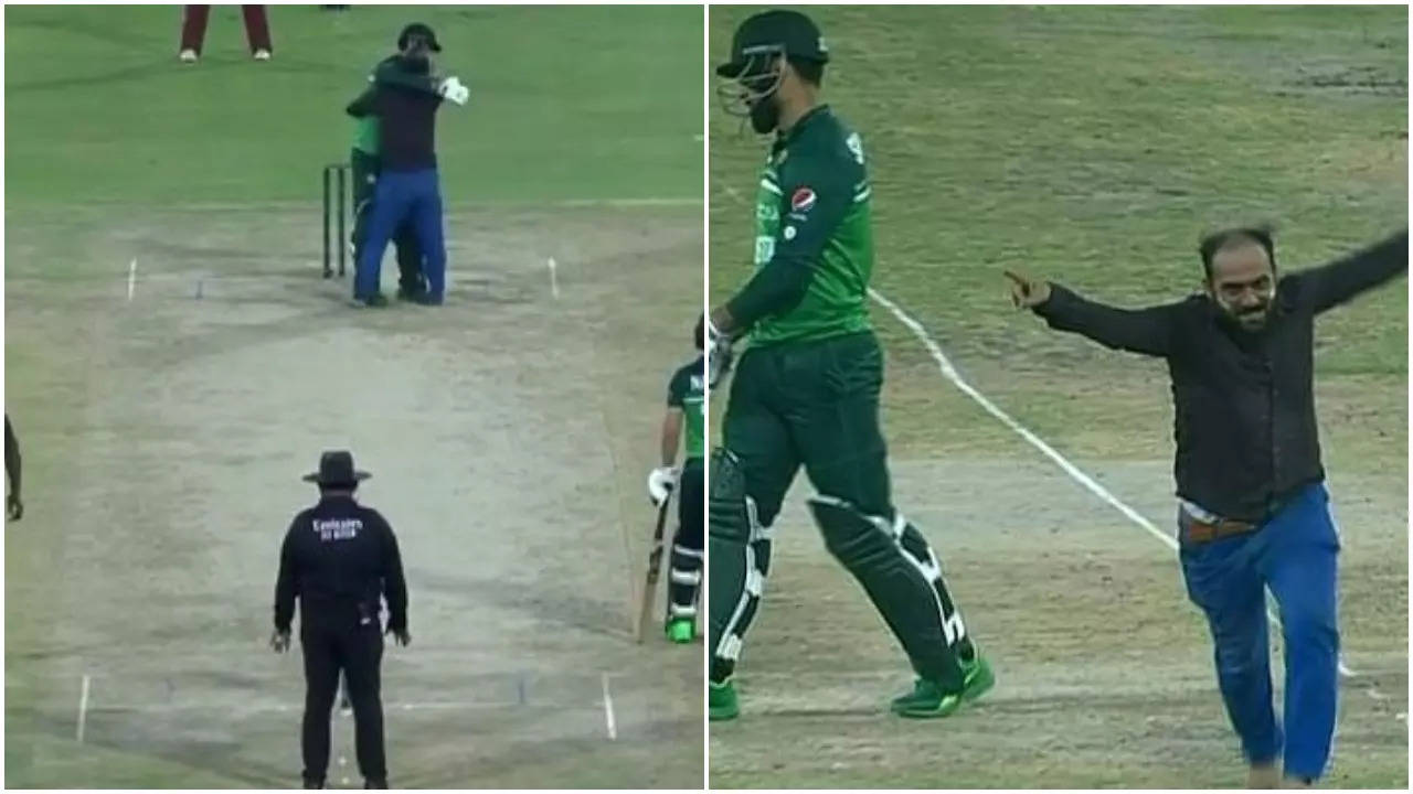 Watch Pakistan VC Shadab Khan wins hearts hugs pitch intruder during 2nd ODI vs WI Ian Bishop reacts