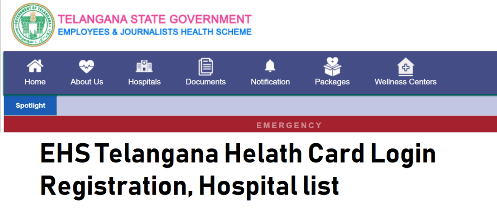 EHS Telangana Health Card login, Registration Form, Status
