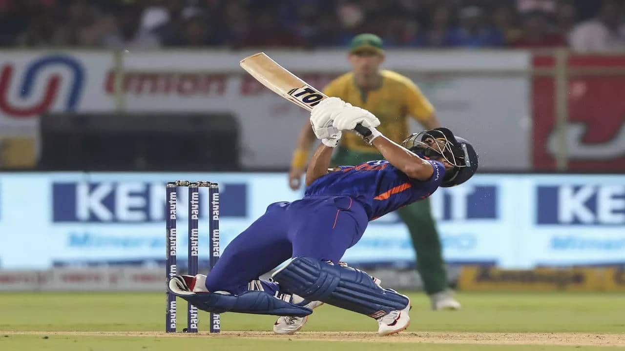 After surviving Anrich Nortjes nasty bouncer in the Powerplay Indian opener Ruturaj Gaikwad managed to score his maiden half-century in the 3rd T20I between Team India and South Africa
